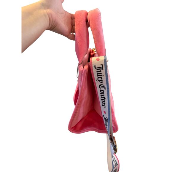 Juicy Couture Pink Velour Tote Crossbody Logo Bag Y2K - Picture 8 of 16